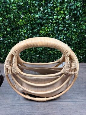 Antik Kraft Natural Rattan Circle Top-Handle Bag - Beige